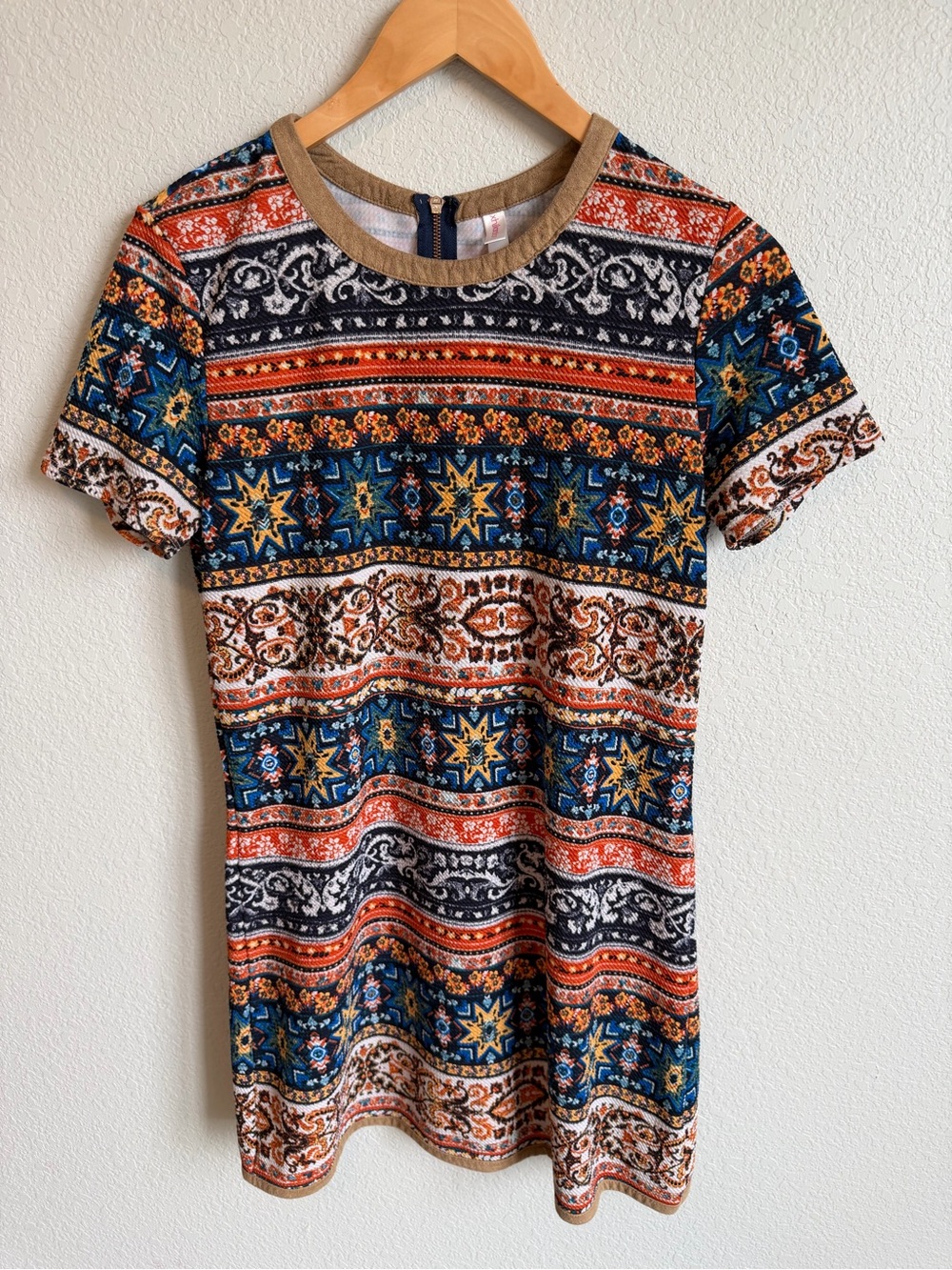 Xhilaration Multi-Color Star & Stripe Mini Dress - Blue, Rust, Tan